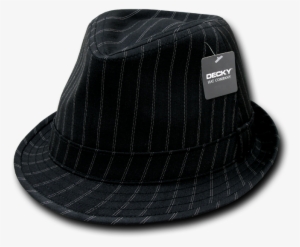 Decky Double Pinstripe Black White Fedora Fedoras Hat - Double Pinstripe Fedora, Style 554, Size: Large, Black #2823655