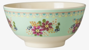 Mint Green With Flowers Melamine Bowl By Rice Dk - Rice Melamine Flower Bowl #2828244