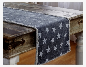 Rustic Patriotic Navy Multi Star Farmhouse Table Runner - Vhc Brands Multi Star Navy Table Runner - 72" #2830101