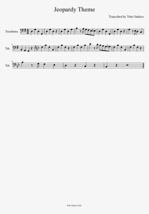 Jeopardy Theme Sheet Music Composed By Trancribed By - Jeopardy Trombone Sheet Music #2832108