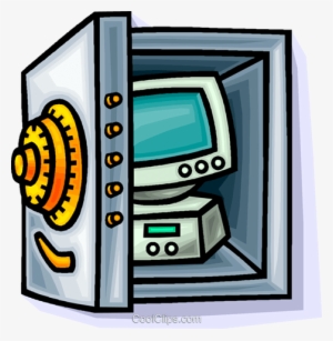 Computer In A Bank Vault Royalty Free Vector Clip Art - Computer Safety #2833654