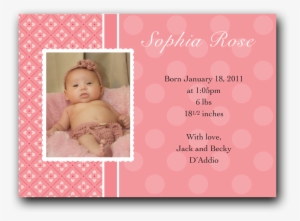 Pink Polka Dot Birth Announcement - Greeting Card #2833932