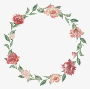 Round Red Flower Garland Transparent Decorative - Hand Painted Leaf Png #2835366