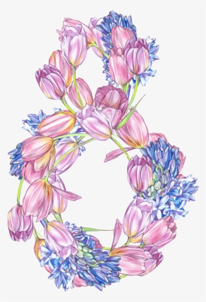Color Hand Painted 8 Word Shape Flower Garland Png - Portable Network Graphics #2835448