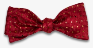 Red Woven Silk Bow Tie With Gold Olive And Bronze Dots - Adrano #2838061