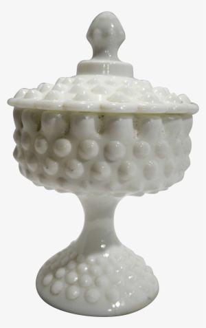 Fenton Hobnail White Milk Glass Candy Box Pedestal - Ceramic #2838686
