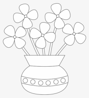 Flower Vase Clipart Black And White Flower Vase Clip - Flower Pot Drawing Easy #2842023