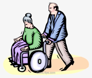 Elderly Woman In A Wheelchair Royalty Free Vector Clip - Idoso Em Cadeira De Rodas #2847446