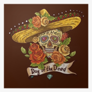Floral Background With Skull In Sombrero Poster • Pixers® - Black Sorrows - Endless Sleep #2847982