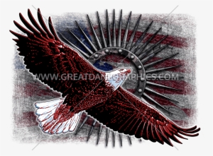Soaring Metal Eagle American Flag Baseball Sleeve Shirt #2848486