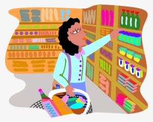 Vector Illustration Of Woman Shopping In Grocery Store - Customer Of Task Environment #2850000