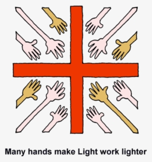 Many Hands Extended Toward Cross Make Light Work Lighter - Many Hands Make Light Work Bible Verse #2851547