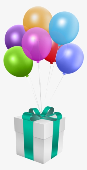 Gift With Balloons Transparent Png Clip Art Image - Gift And Balloon Png #2862496