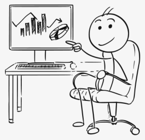 Man Pointing At Screen Charts - Cartoon Computer Screen #2863501