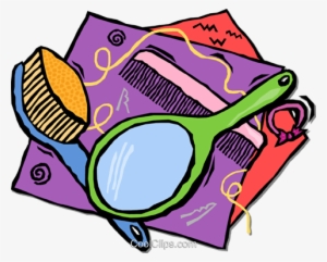 Hair Brush, Mirror And Comb Royalty Free Vector Clip - Comb And Brush Clipart #2863904