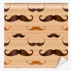 Hipster Mustache On Geometric Seamless Pattern Wall - Placa Decorativa - Bigode - 0427plmk #2868356