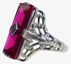 Large Emerald Cut 14k White Gold Ruby Diamond Filigree #2869729 Large Emerald Cut 14k White Gold Ruby Diamond Filigree #2869729