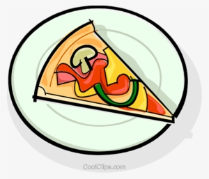 Slice Of Pizza On A Plate Royalty Free Vector Clip - Pizza On Plate Clipart #2869990