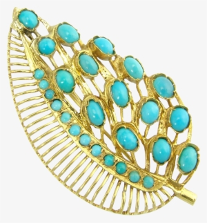 Large Vintage Persian Turquoise 18k Yellow Gold Filigree - Gold Brooch With Large Turquoise #2870065