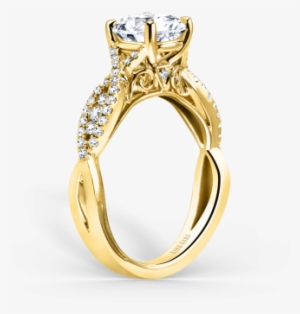 Pirouetta 18k Yellow Gold Engagement Ring - 1.75 Ct Round Diamond Split Shank Engagement Ring 14k #2870364