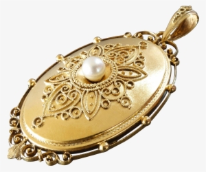 Large Antique Victorian Filigree Design Pearl Gold - Gold Locket Design #2870494