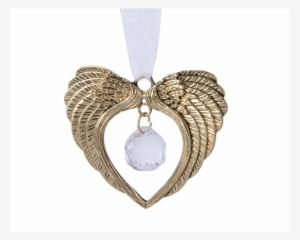 Gold Metal Angel Wings With Dangling Crystal Bauble - Gold #2870847