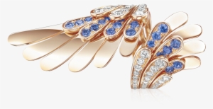 Gold Angel Ring With Diamonds And Saphires - Body Jewelry #2870853