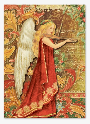 Violin Angel Boxed Holiday Cards - Punch Studio 16-ct. Embellished Angel Music Holiday #2870920