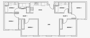 8th & Wake Floor Plan For 4 Bedroom, 2 Bathroom Flat - 4 Bedroom Flat Building Plan #2872067