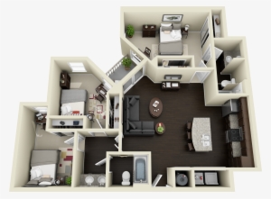 3 Bedroom 2 Bathroom - District On 5th Floor Plan #2872520