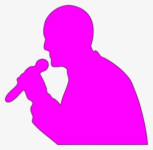 Pink Cartoon Silhouette Of A Girl Singing Into Microphone - Microphone Clip Art #2873622