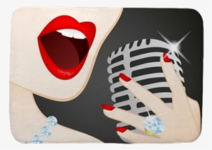 Close Up Of Beautiful Woman Singing In Microphone Bath - Singing #2873814