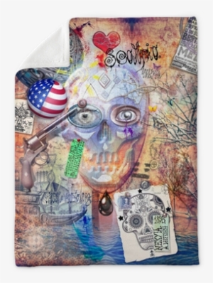 Murales Con E Collage Plush Blanket • Pixers® • We - Graffiti #2875459