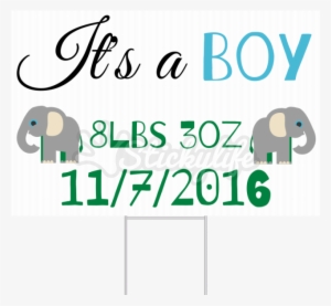 It's A Boy Yard Sign - Personalised Elephant Cute Animal Zoo Children Customizable #2875813