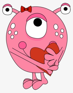 Girl Monster Holding A Heart Clip Art Girl Monster - Valentine Monsters #2876321