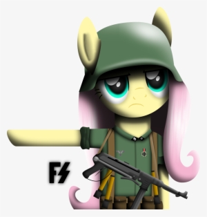 Facelesssoles, Clothes, Fluttershy, Gun, Helmet, Mp - Cartoon #2876735