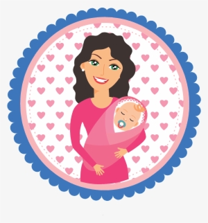 Free Clipart Of A Happy Mom Holding Her Baby In A Circle - Mother With Baby Png #2877037