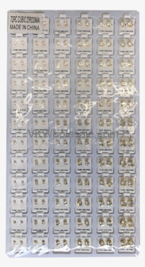 Cubic Zirconia Stud Earrings Gold Round & Square Mix - Earring #2877479