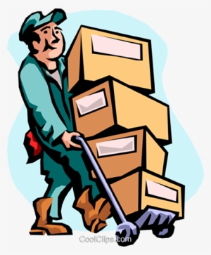 Man Moving Boxes Royalty Free Vector Clip Art Illustration - Moving Pictures Clip Art #2878016
