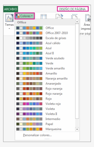 Galería De Colores Del Tema Abierta Mediante El Botón - Excel Slipstream #2880098