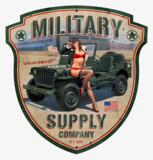 Vintage Tin Sign - Military Supply Shield Metal Sign 23 X 24 Inches #2882508