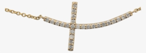 14k Yellow Gold Sideways Cross Diamond Necklace #2883305