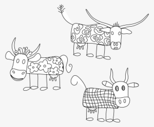 Cartoon Cows Black White Line Coloring Book Colouring - Coloring Book #2887676