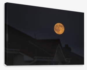 Full Harvest Moon Glowing In The Night Sky Over Houses #2888366