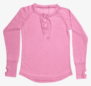 Picture Of Pink Lace-up Thermal Shirt - Style & Co Lace-up Thermal #2891785