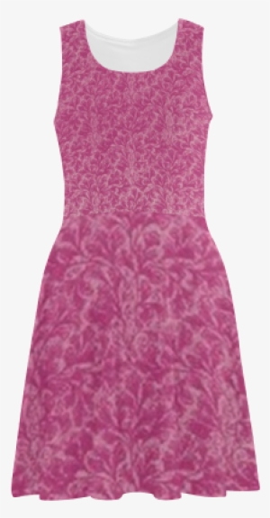 Vintage Floral Lace Leaf Fuchsia Pink Atalanta Sundress - Day Dress #2891907