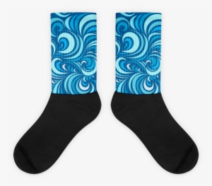 Chocolate Ancestor, Llc- Blue Swirl Black Foot Socks - Sock #2891973
