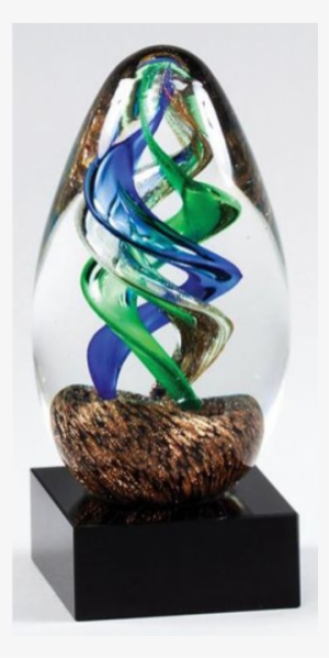 Art Glass Green And Blue Swirl Award G553 - Glass #2892317