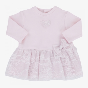 Pink Dress In Chenille And Lace - T-shirt #2892372