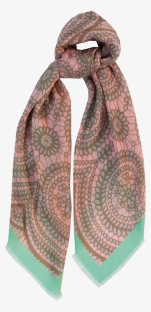 Image Of Lace Pink Mint Wool - Scarf #2892581